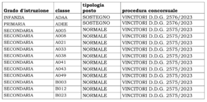 Classi di concorso 2° turno nomine in ruolo 2024/25