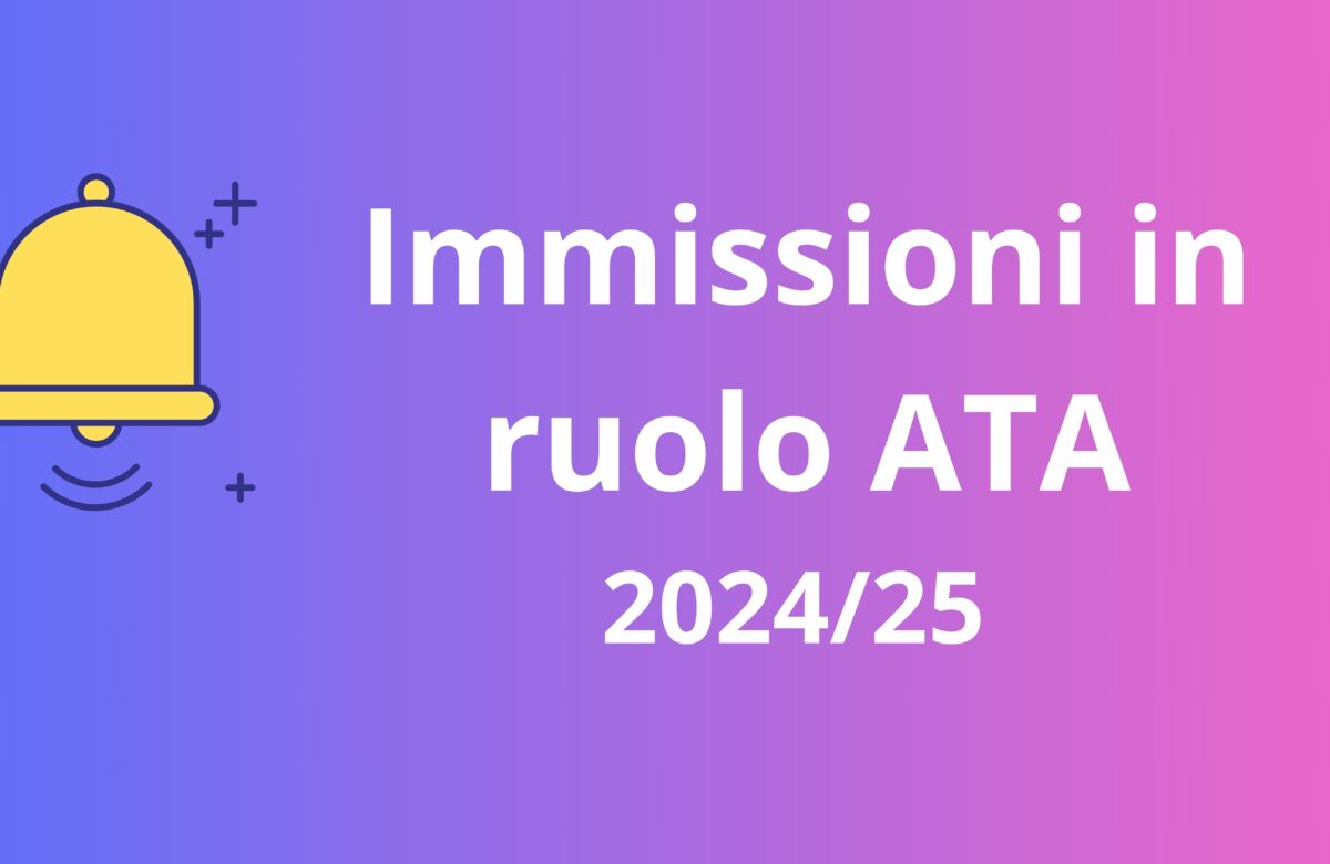 IMMISSIONI RUOLO ATA – DOMANDE DAL 21 AL 25 AGOSTO