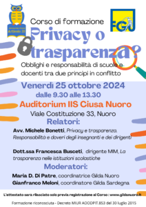 Corso di formazione privacy e trasparenza - 25 ottobre 2024